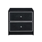 2 Storage Drawers Nightstand, Black and Silver B016P256520