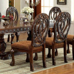 ZUN Formal Majestic Traditional Dining Chairs Cherry Solid wood Fabric Seat Intricate Carved Details Set B01170341