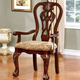 Formal Classic Set of 2pc Arm Chairs Dining Room Cherry Solid wood Damask Print Fabric Seat B011P248054