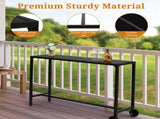 55" Outdoor Bar Table with Wheels, Rectangle Narrow Counter Height Table, Ideal Bar Height Table for 80650749