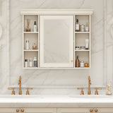35'' x 28'' Blue Wall Mounted Bathroom Storage with Mirror Door, Modern Bathroom Wall WF323692AAY