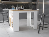 Aurora Kitchen Island with Open Compartment and Cabinet in White and Macadamia B062111733