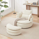 38"W Oversized Swivel Chair with moon storage ottoman for Living Room, Modern Accent Round Loveseat W834P150050