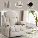 Swinging recliner massage heated sofa, with USB and 2 cup holders in side pockets, W1521P303168
