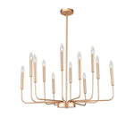 ZUN 12-Light Modern Gold Farmhouse Iron Chandelier, Adjustable Height E12 Bulb, Classic Candle Hanging W2877P217816