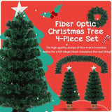 ZUN Pre-lit Optical Fiber Christmas Artificial Tree 4-Piece Set, Christmas Garland, Wreath and set of 2 93948473