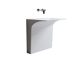 Modern Wall-Mounted Solid Surface Pedestal Sink, One-Piece Floating Bathroom Vessel Sink with Hidden W2753P478789