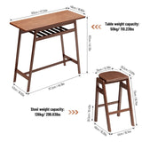 ZUN 3 PCS Pub Dining Set Retro Bar Table Rubber Wood Stackable Backless High Stool for 2 with Shelf and W69165658