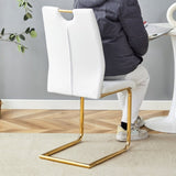White PU Dining Chair Set.Uniquely designed white dinings. PU material, paired with gold metal W2920P233519