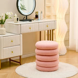 Round Storage Ottoman, Modern Sherpa Footstool, Teddy Vanity Stool with Flip-Top Tray, Makeup Chair 72182829