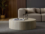 Faux travertine Round Coffee Table with Eye-Catching Relief Design, Travertine W876P362386