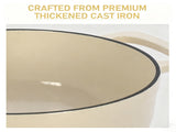 Cast iron 7.5QT cooking pot - Ceramic white - Includes two silicone gloves - Enamel pot 21072986