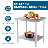 60''*24'' Commercial Work Table for Restaurant and Home Stainless Steel Kitchen Prep Table with W3167P303187