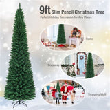 9ft Slim Pencil Christmas Tree - Space-Saving Design for Small Corners, 1500 Realistic PVC Branches 53891732