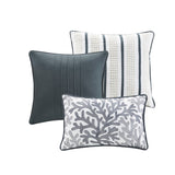 7 Piece Cotton Sateen Comforter Set Blue Queen B03597030