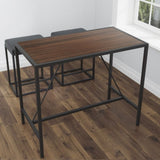 ZUN Riley Indoor Walnut Metal Pub Dining Table with Metal Frame B02746799