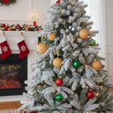 6PCS Set 3.9" Glass Christmas Ball Ornaments Shimmering Hanging Decorations for Holiday Tree & Party 58156955