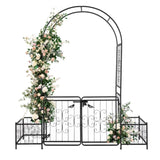 198.5*50*219cm Courtyard Arc Top With Door With Planting Frame Iron Art Iron Arch Black 02242955
