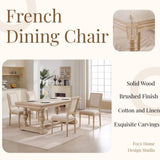 French Country Dining Chairs Set of 2, Upholstered Chairs with Square Back, Wire drawing and carving W3426P324534