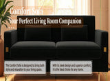 FX-P18-BKLuxury Velvet Sofa with Gold Accents - Modern 3-Seat Couch with Plush Cushions, W57649846