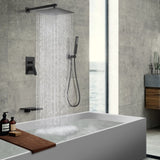 Male NPT Matte Black Shower System, 12 Inch Shower Fixtures Rain Shower Head with Handheld Shower 23535183