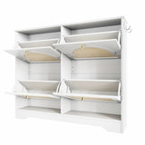 Mid-Century Narrow Design Tipping Bucket Shoe Cabinet with 4 Flip Drawers, Elegant Entryway Shoe N721P288701K