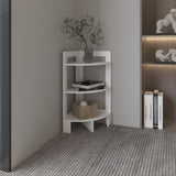 Riga Corner 3-Tier Shelf Side Table 31.7" High , Sofa Table, End Table with Tray B200P235865