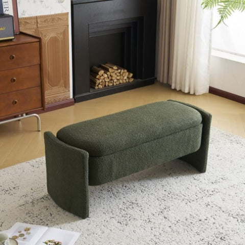 ZUN Elegant Long - shaped Storage Ottoman Bench of boucle material with Simple and Grand Design, Dark N769P227979M