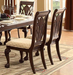 ZUN Elegant Design Traditional Side Chairs 2pc Set Dark Cherry Finish Brown Fabric Seats Dining B01152166