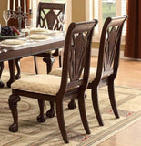 ZUN Elegant Design Traditional Side Chairs 2pc Set Dark Cherry Finish Brown Fabric Seats Dining B01152166