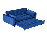 The 55-inch dreamlike blue velvet sofa is elegant and convenient with pockets, cleverly interpreting 32908326