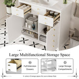 36'' Bathroom Vanity with Ceramic Sink Combo, Solid Wood Frame Bathroom Storage Cabinet, N710P195628K