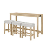 59 Inch Bar, Dining, Sofa with Power Outlet, 3 Upholstered Stools, 4 Piece Bar 15585597