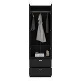 ZUN Vico 76" High Armoire Wardrove Closet with 2 Drawers, Double Door Cabinet , One Shelf and Hanging B200P188837