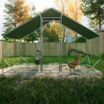 ZUN Large Metal Chicken Coop, Walk-in Chicken Run,Galvanized Wire Poultry Chicken Hen Pen Cage, Rabbits 49825910