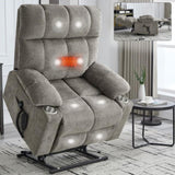 Brown Dual Motor Infinite Position Up to 350 LBS Chenille Power Lift Recliner Chair, Heavy Duty W3224P290202