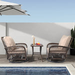 ZUN 3 Pieces Patio Furniture Set, Outdoor Swivel Gliders Rocker, Wicker Patio Bistro Set with Rattan 40555830