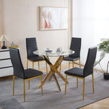 chair set of 4,GOLDEN COLOR LEG,BLACK SEAT W234P302679