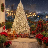 5FT Flocked Christmas Tree 407 Tips Artificial Plant with 150 Warm White Lights Sturdy Metal Stand 36299344