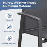 ZUN Portable Grey Texilene Aluminum Patio Chairs Set Of 6 Metal Dining Chairs With Arms Outdoor W1828P162470