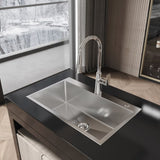 Stainless Steel Kitchen Sink, 30x19 Single Bowl, Overmount Handmade Sink in Brushed Nickel, with 59818375