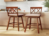 2-Pack 29" Swivel Bar Stools - Solid Rubber Wood Frame, Ergonomic Curved Backrest 59551607