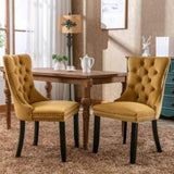 Modern, High-end Tufted Solid Wood Contemporary Velvet Upholstered Dining Chair with Wood Legs 02045627