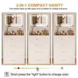 3 in 1 Vanity Desk with open Top Mirror,Small Make Up Vanity Set with Visible Glass Desktop,Compact W509P238992
