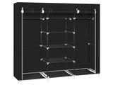 69" Clothes Closet Non-Woven Fabric Wardrobe Double Rod Storage Organizer, Black 02467174