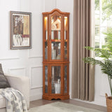 Curio Lighted Glass Display Curio w/Tempered Glass Doors and Shelves, Crown Corner W2275P178902