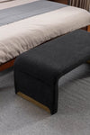 ZUN New Fabric Loveseat Footstool Bedroom Bench Shoe Bench With Gold Metal Legs,Black 44172834