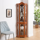 Curio Lighted Glass Display Curio w/Tempered Glass Doors and Shelves, Crown Corner W2275P178902