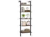 5 Tier Wall Mount Ladder Shelf with Anti-Tipping Kits for Home Office Rustic Brown, 17" x 12" x 70" 06903037