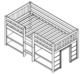 Twin Size Kid Low Loft Bed With Two-Tier Shelves And LED Light For Grey Color W697P153473